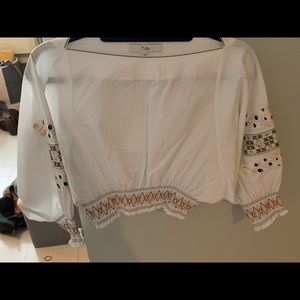 Tibi embroidered sleeve top